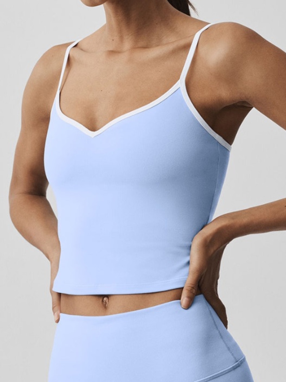 Alo Airbrush Refined Bra Tank Light Provence Blue/White